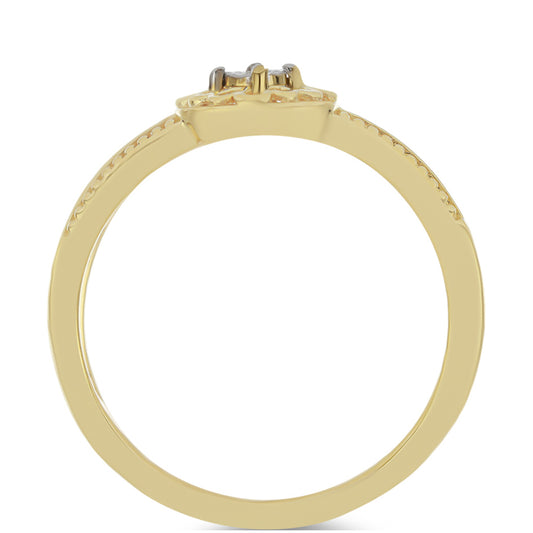 Arannyal Bevont Ezüst Gyűrű Fehér Gyémánttal