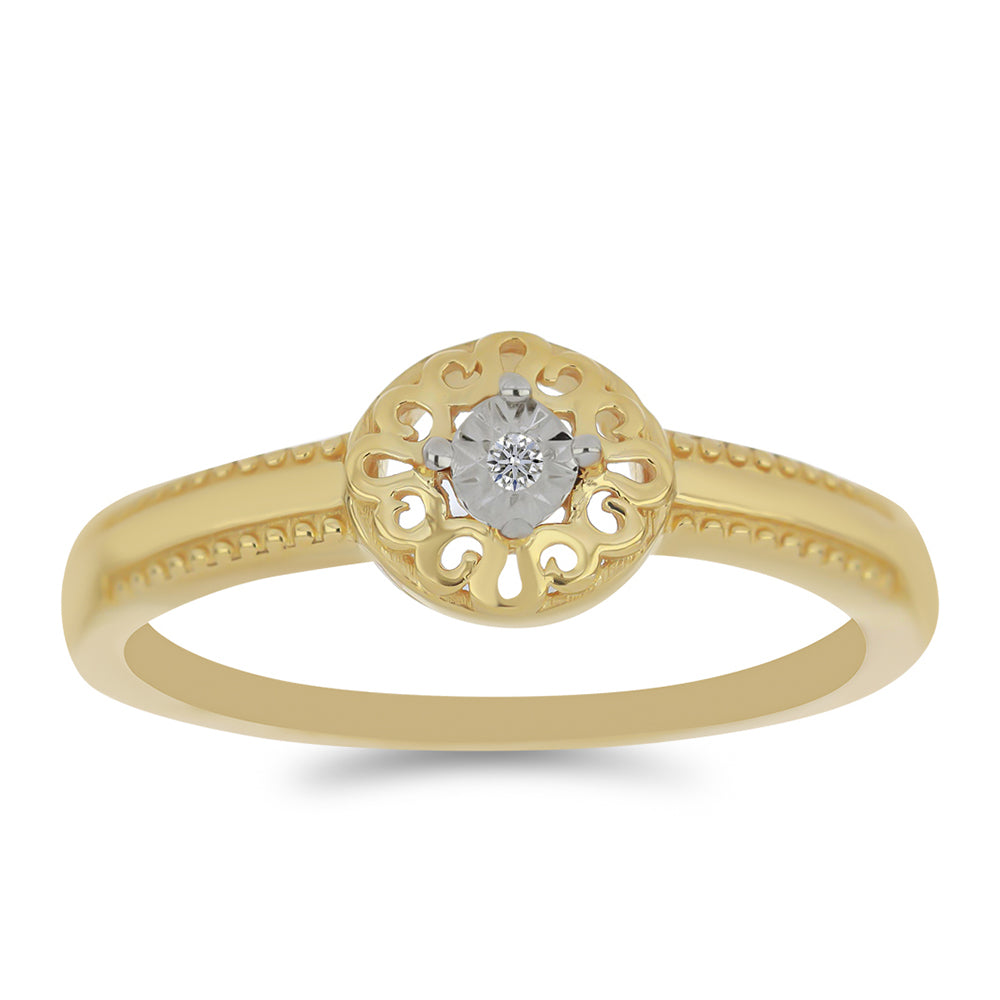 Arannyal Bevont Ezüst Gyűrű Fehér Gyémánttal 3 