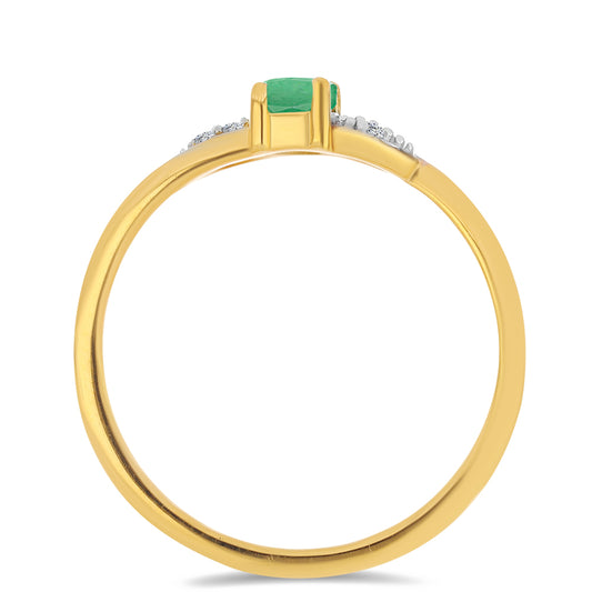 Arannyal Bevont Ezüst Gyűrű Brazil Smaragddal és Fehér Cirkónnal