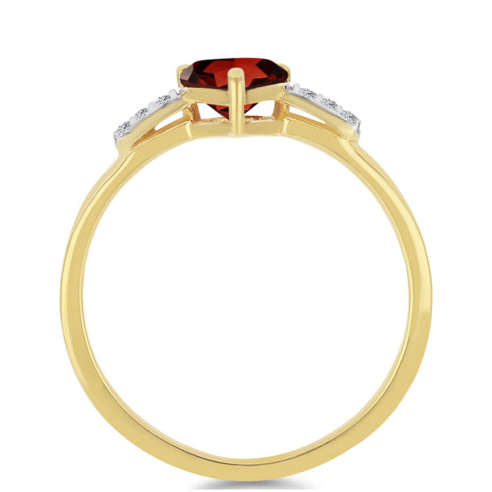 Arannyal Bevont Ezüst Gyűrű Barton Gránáttal és Fehér Cirkónnal 2 