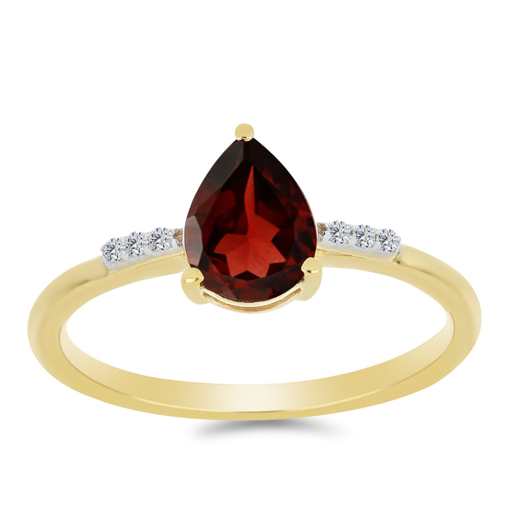 Arannyal Bevont Ezüst Gyűrű Barton Gránáttal és Fehér Cirkónnal 3 