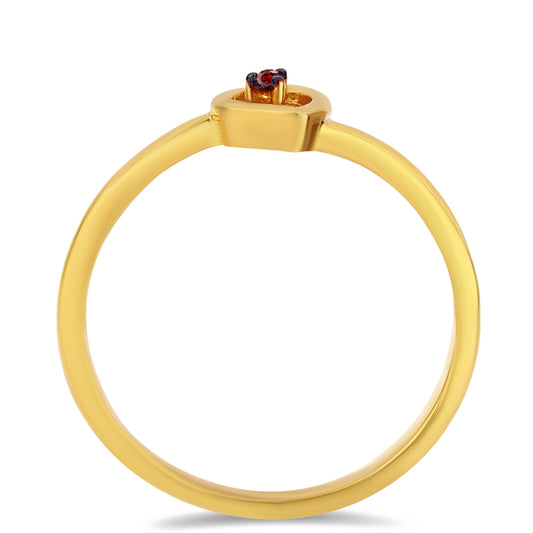 Arannyal Bevont Ezüst Gyűrű Vörös Gyémánttal