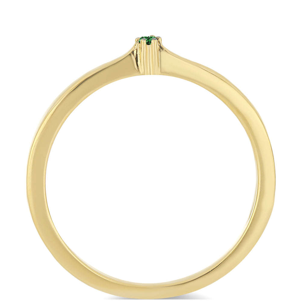 Arannyal Bevont Ezüst Gyűrű Zöld Gyémánttal 2 