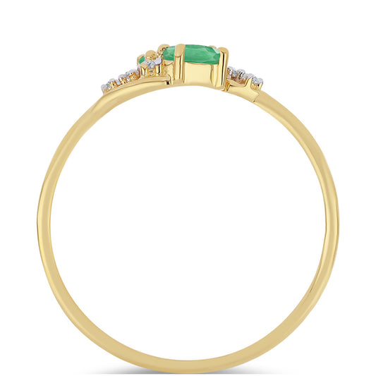 Arannyal Bevont Ezüst Gyűrű Brazil Smaragddal és Fehér Cirkónnal