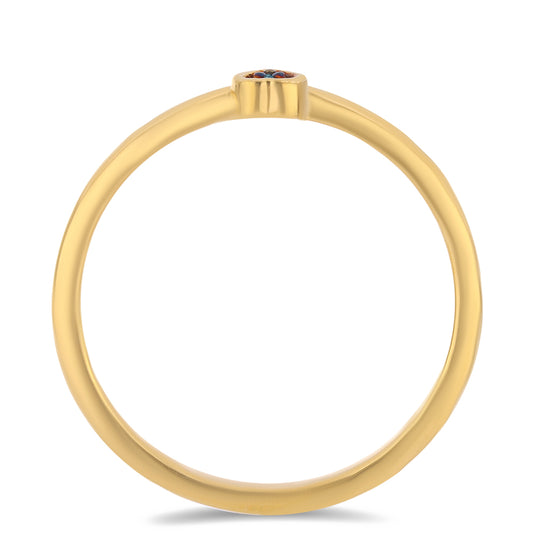 Arannyal Bevont Ezüst Gyűrű Kék Gyémánttal