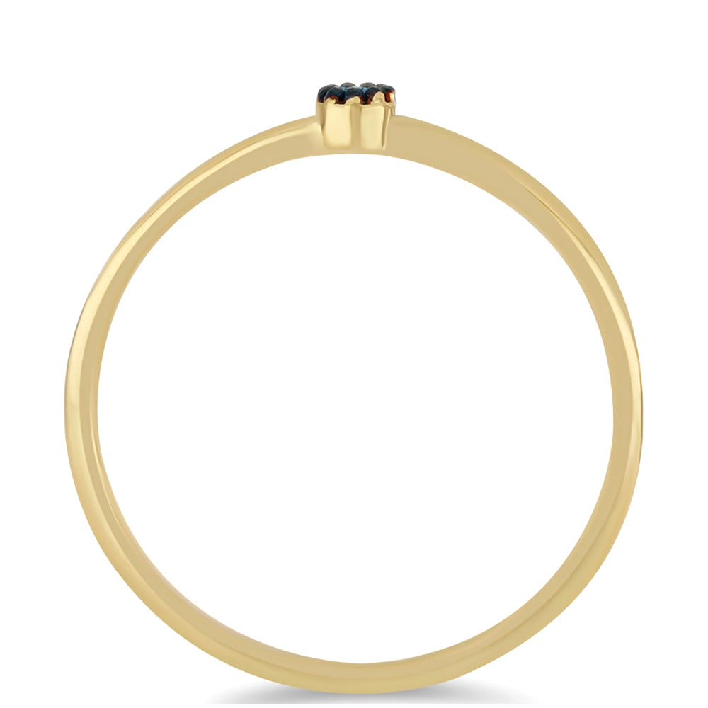 Arannyal Bevont Ezüst Gyűrű Kék Gyémánttal 2 