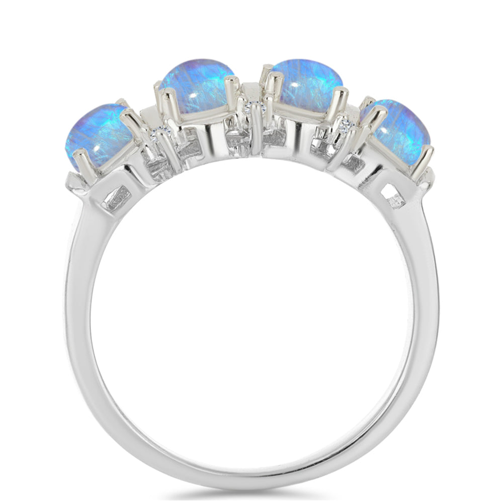 Ezüst Gyűrű Szivárvány Holdkővel és Fehér Cirkónnal 2 