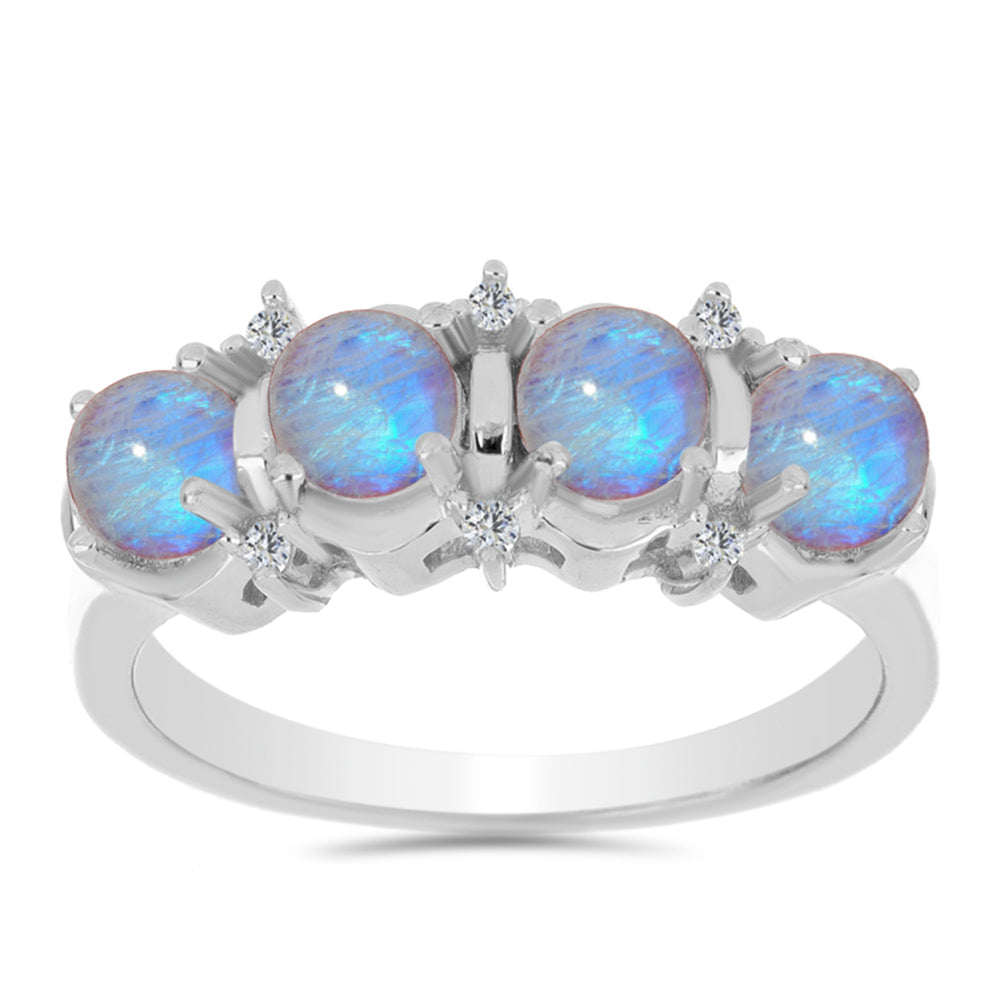 Ezüst Gyűrű Szivárvány Holdkővel és Fehér Cirkónnal 3 