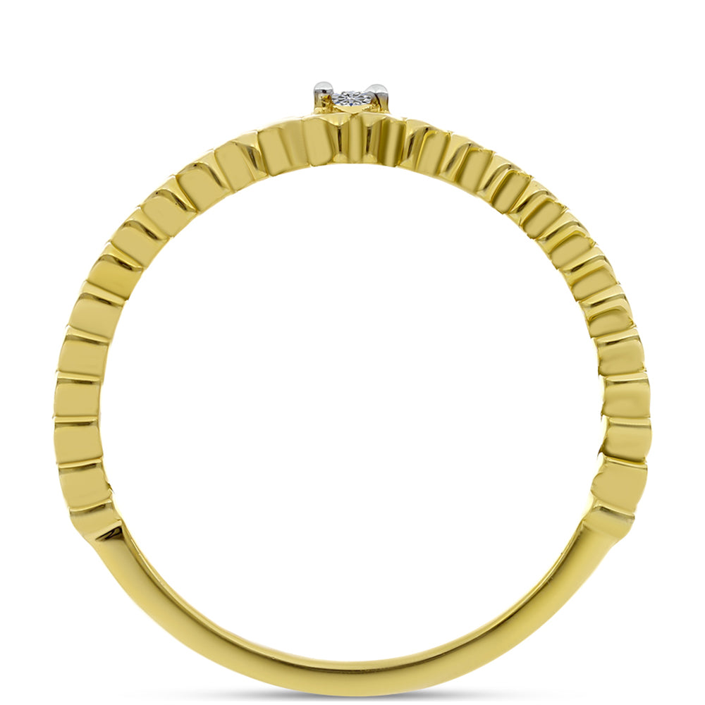 Arannyal Bevont Ezüst Gyűrű Fehér Gyémánttal