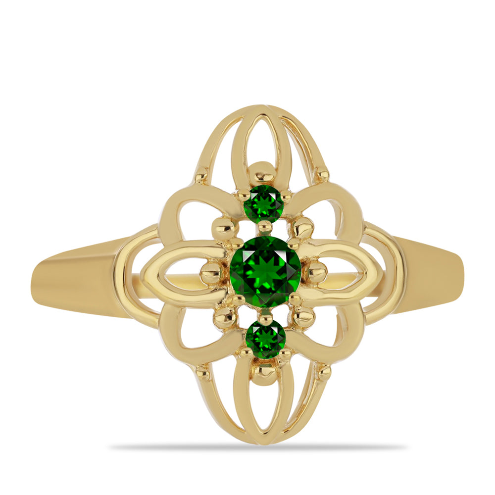 Arannyal Bevont Ezüst Gyűrű Króm Diopsziddal 1 