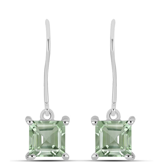 Ezüst Fülbevaló Zöld Ametiszttel