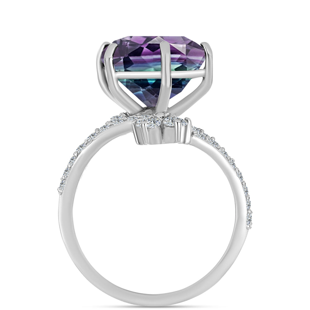 Ezüst Gyűrű Zebra Fluorittal és Fehér Topázzal