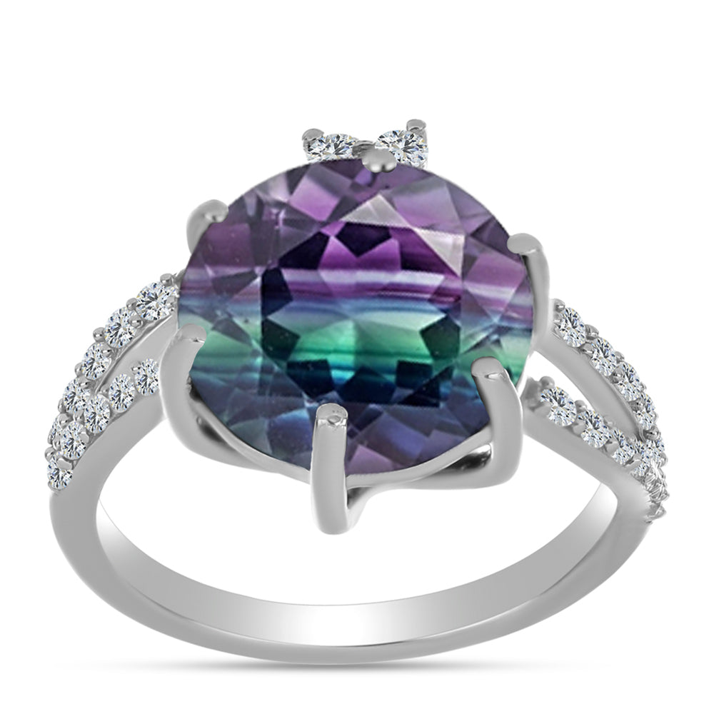 Ezüst Gyűrű Zebra Fluorittal és Fehér Topázzal 3 