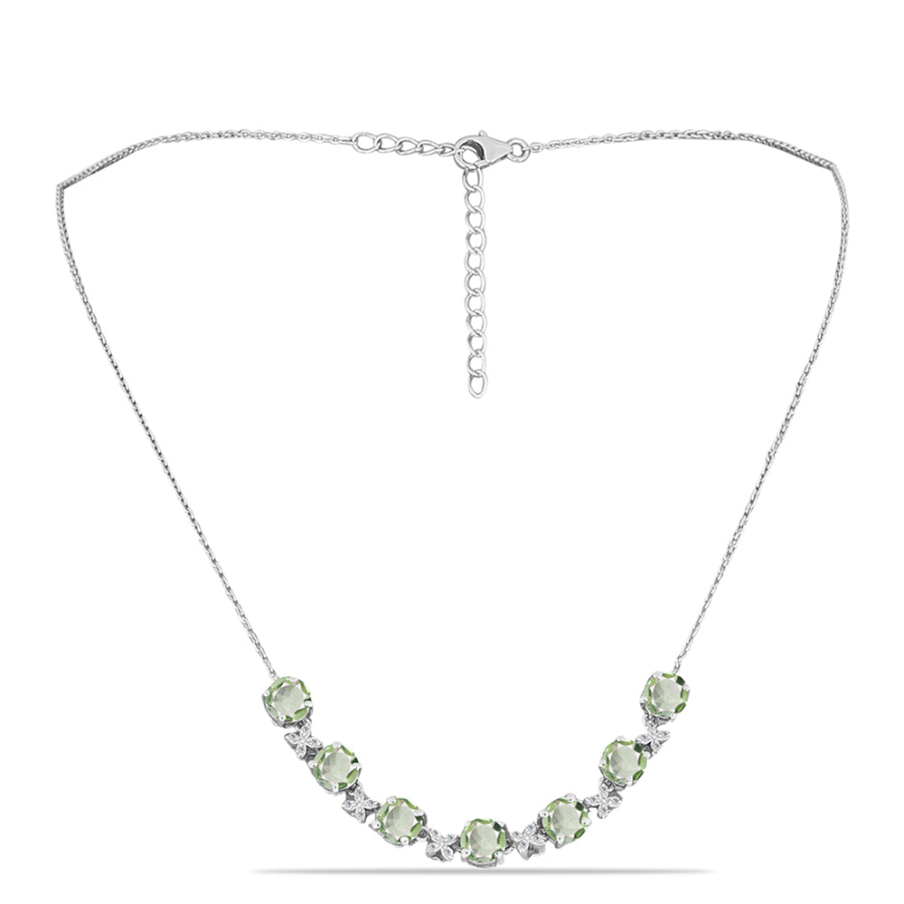Ezüst Nyaklánc Zöld Ametiszttel és Fehér Topázzal 1 