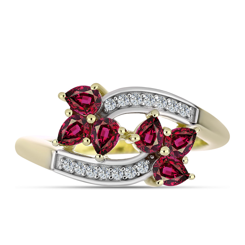 Arannyal Bevont Ezüst Gyűrű Rhodolit Gránáttal és Fehér Topázzal 1 