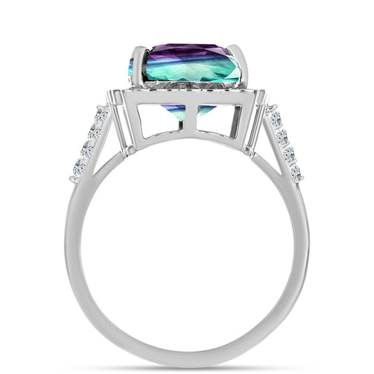 Ezüst Gyűrű Zebra Fluorittal és Fehér Topázzal