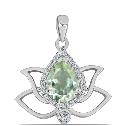 Ezüst Medál Zöld Ametiszttel és Fehér Topázzal