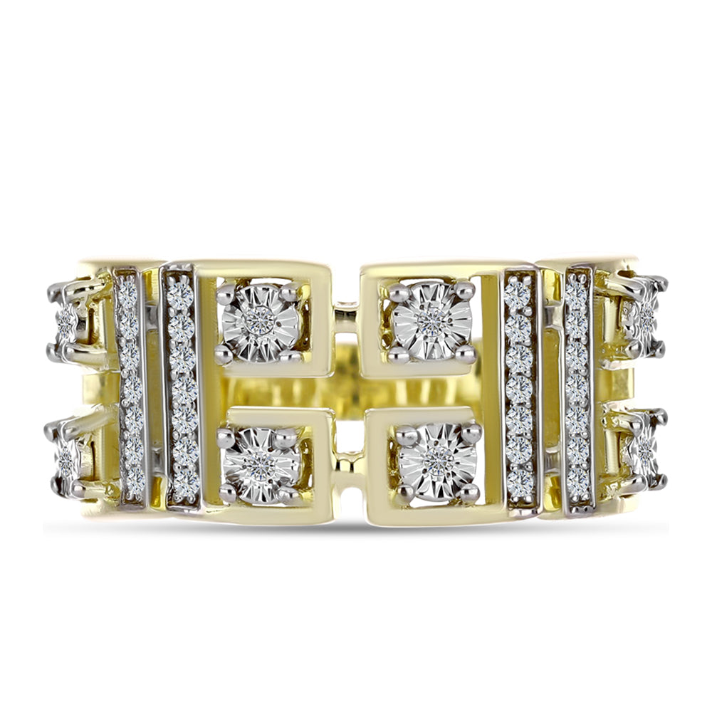 Arannyal Bevont Ezüst Gyűrű Fehér Gyémánttal és Fehér Topázzal 1 