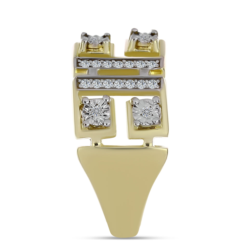 Arannyal Bevont Ezüst Gyűrű Fehér Gyémánttal és Fehér Topázzal 4 