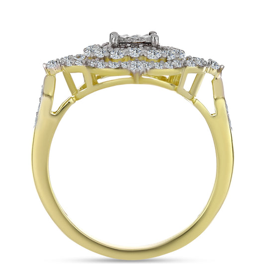 Arannyal Bevont Ezüst Gyűrű Fehér Gyémánttal és Fehér Topázzal