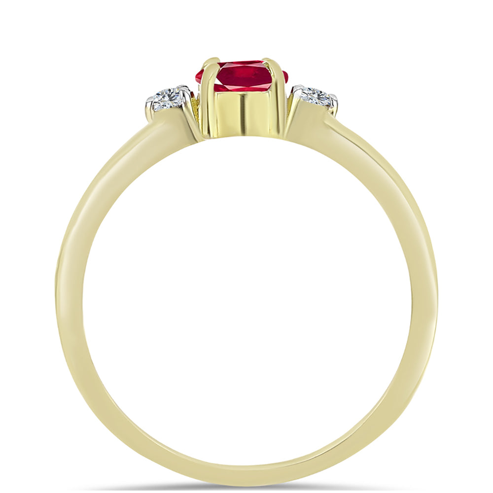 Arannyal Bevont Ezüst Gyűrű Madagaszkári Rubinnal és Fehér Topázzal 2 