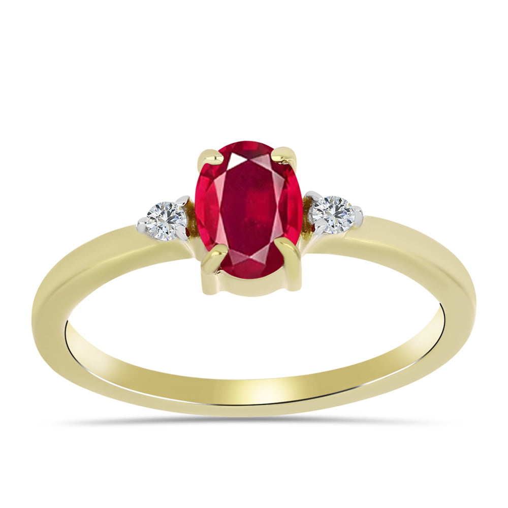 Arannyal Bevont Ezüst Gyűrű Madagaszkári Rubinnal és Fehér Topázzal 3 