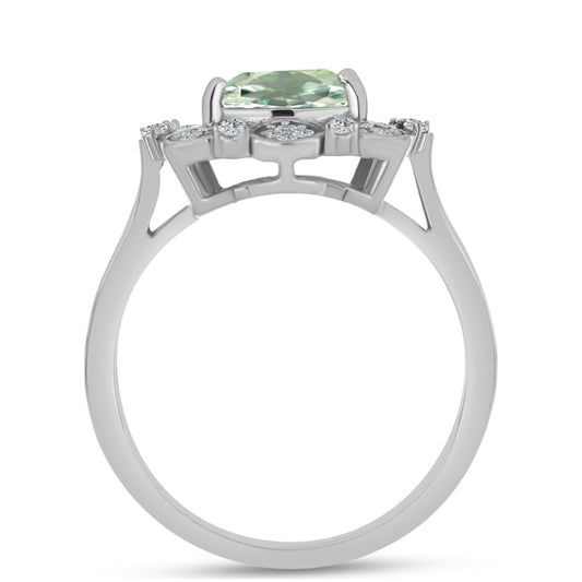 Ezüst Gyűrű Zöld Ametiszttel és Fehér Topázzal