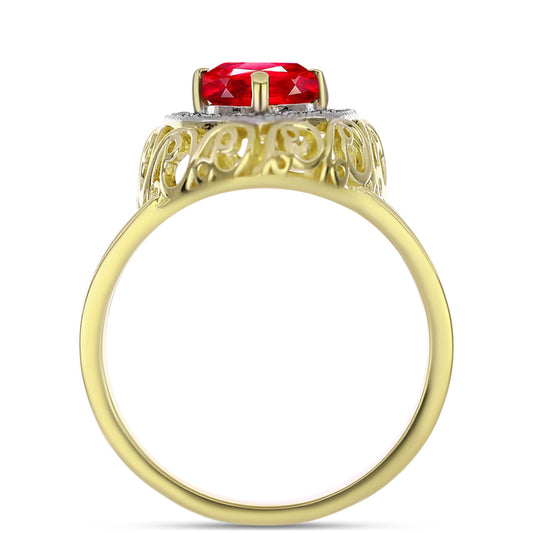 Arannyal Bevont Ezüst Gyűrű Vörös Acháttal és Fehér Topázzal