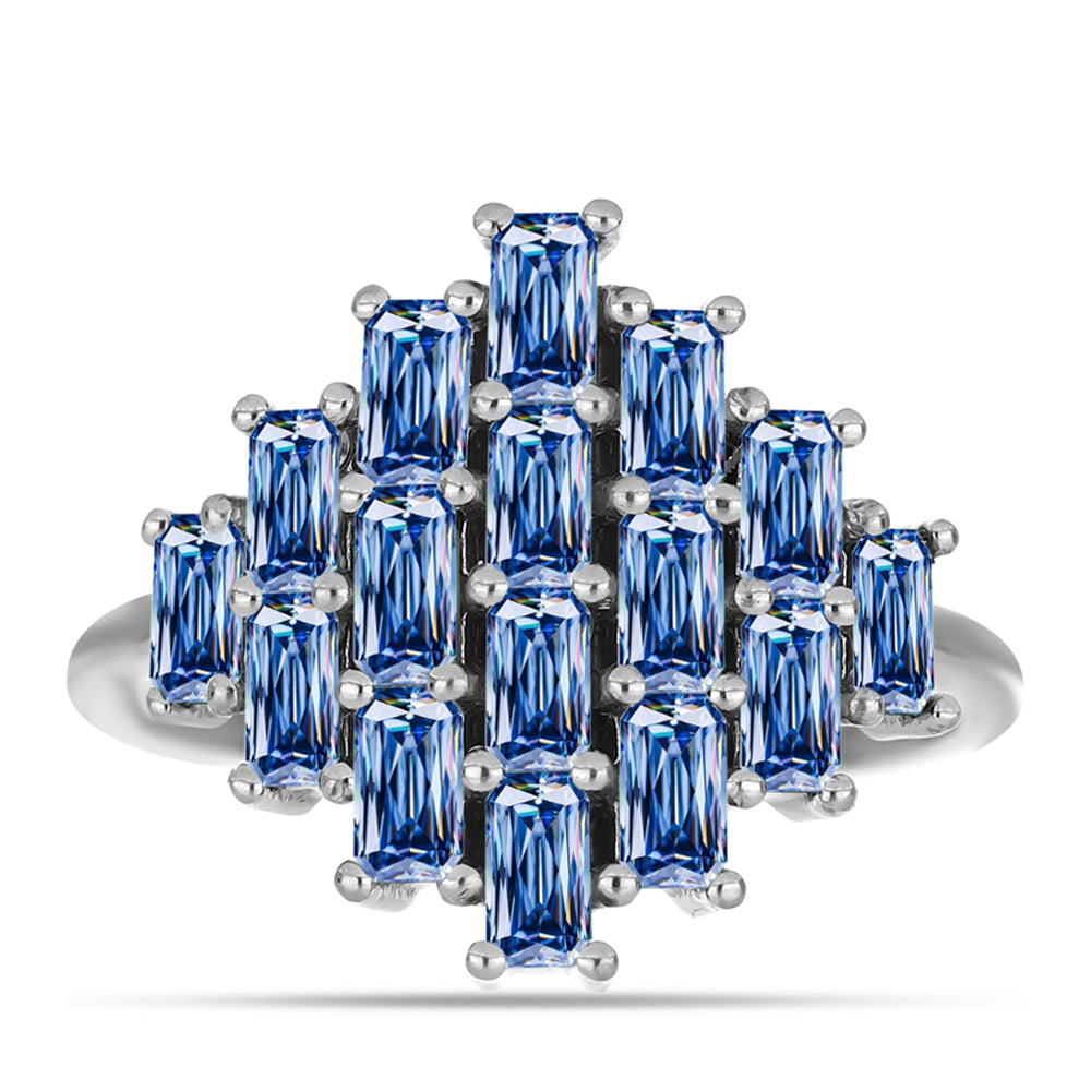 Ezüst Gyűrű Óceánkék Moissanite-tal 1 