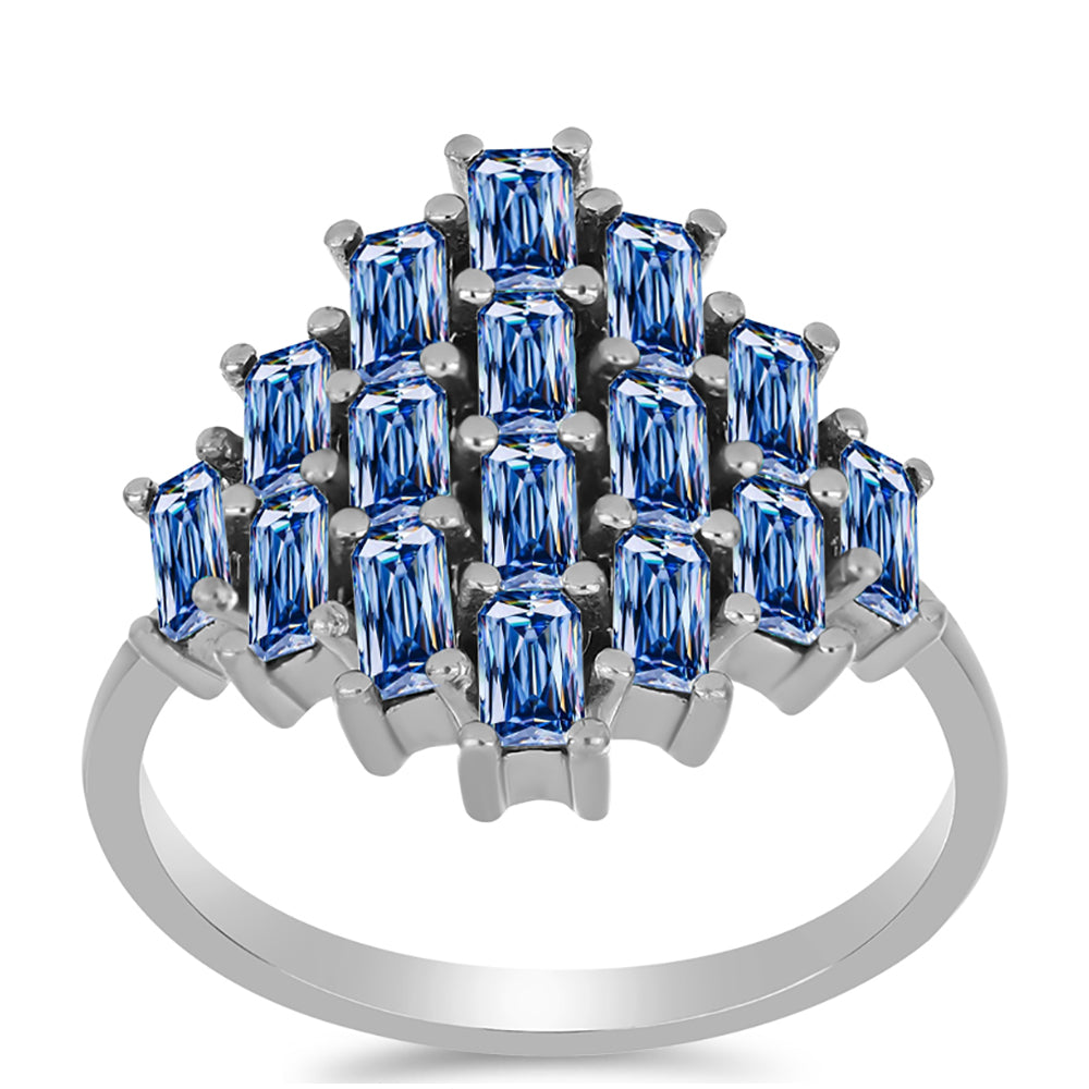 Ezüst Gyűrű Óceánkék Moissanite-tal 3 