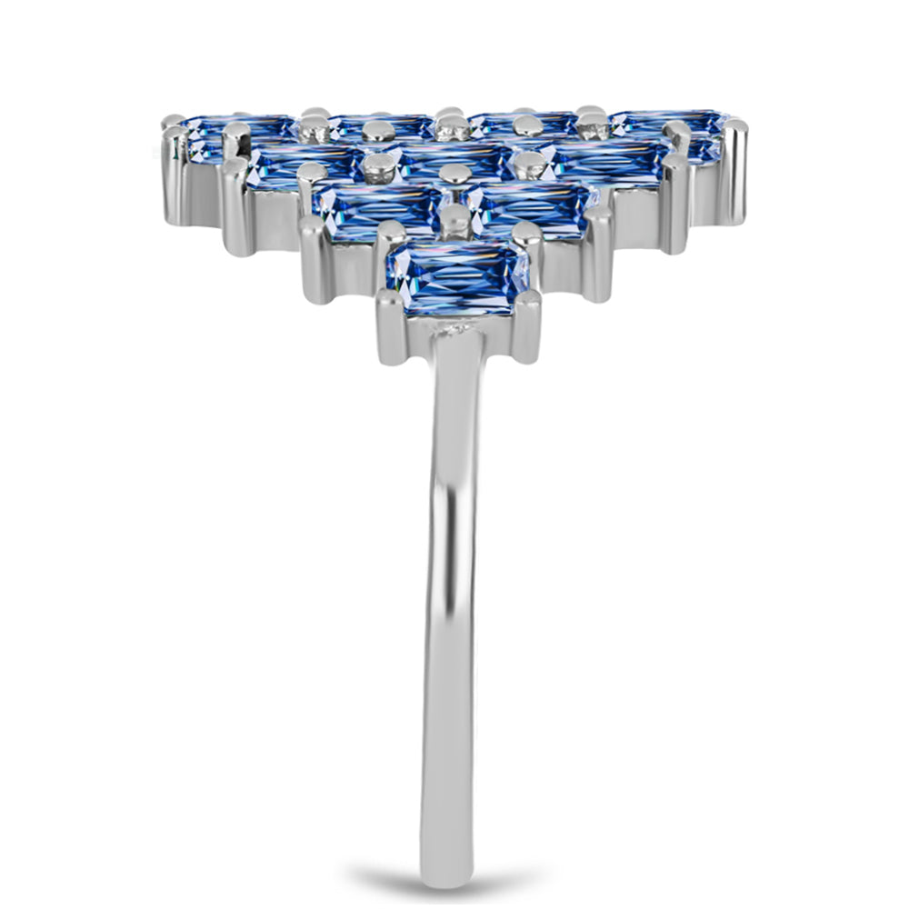 Ezüst Gyűrű Óceánkék Moissanite-tal 4 