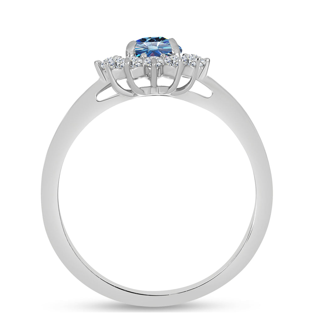 Ezüst Gyűrű Óceánkék Moissanite-tal 2 