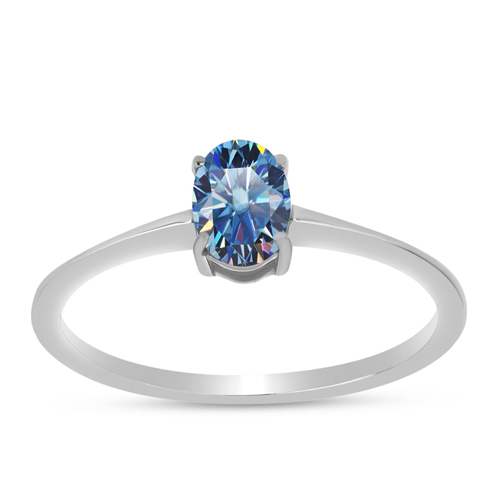Ezüst Gyűrű Óceánkék Moissanite-tal 3 