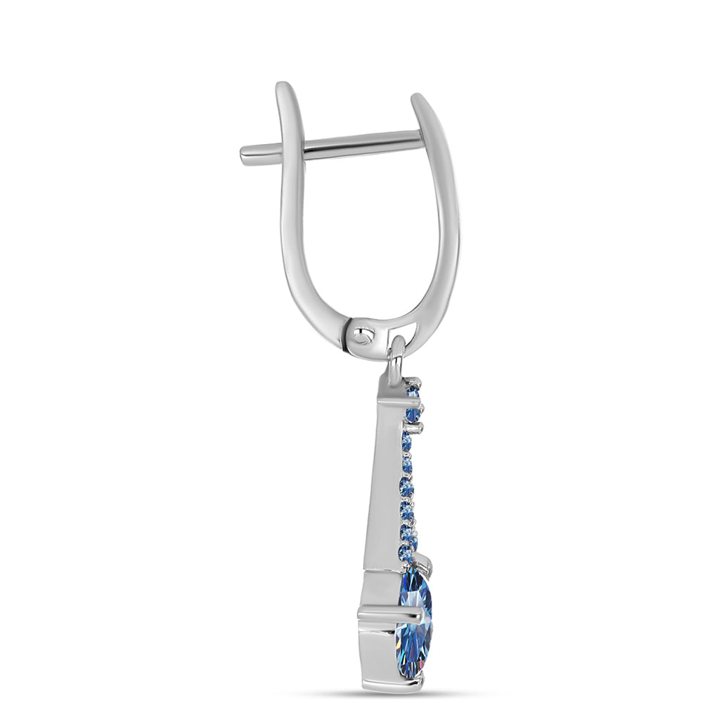 Ezüst Fülbevaló Óceánkék Moissanite-tal