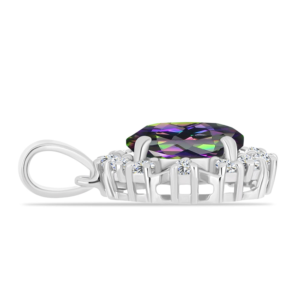 Ezüst Medál Brazil Misztikus Zöld Kvarccal és Fehér Topázzal 2 