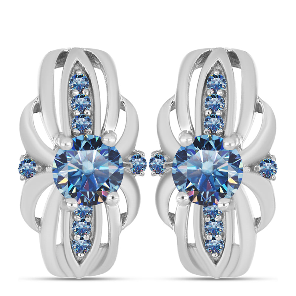 Ezüst Fülbevaló Óceánkék Moissanite-tal 1 
