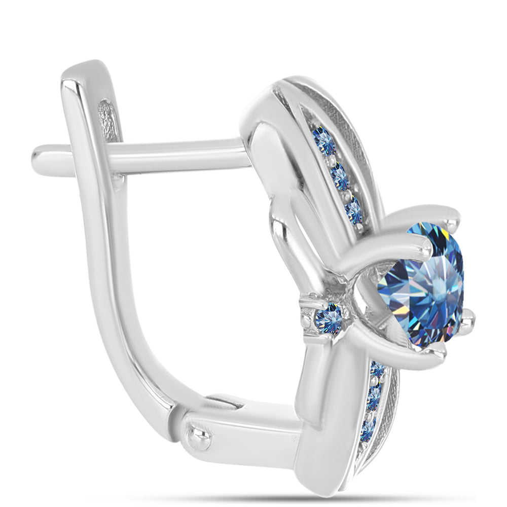Ezüst Fülbevaló Óceánkék Moissanite-tal 2 