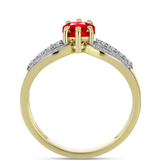 Arannyal Bevont Ezüst Gyűrű Vörös Acháttal és Fehér Topázzal