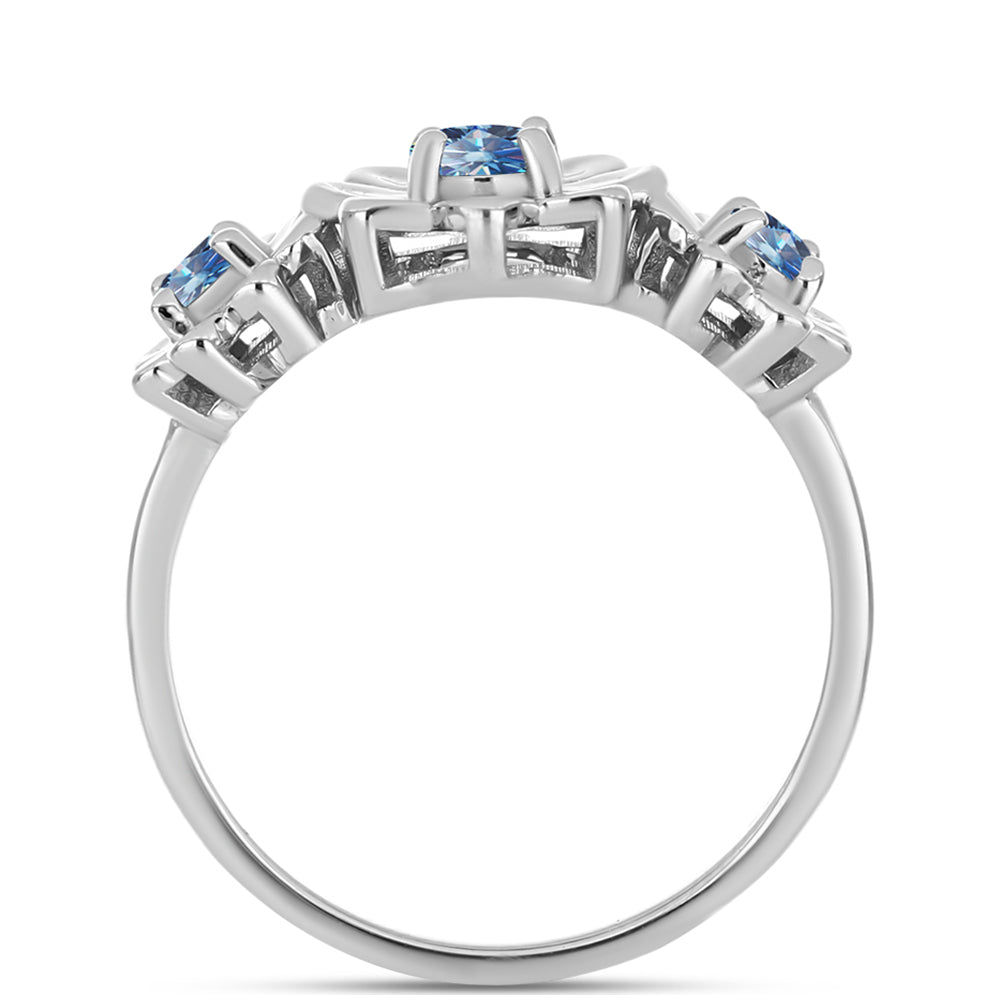 Ezüst Gyűrű Óceánkék Moissanite-tal 2 