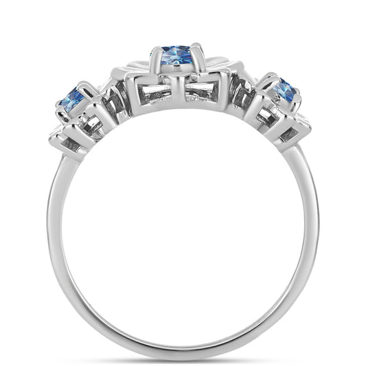 Ezüst Gyűrű Óceánkék Moissanite-tal