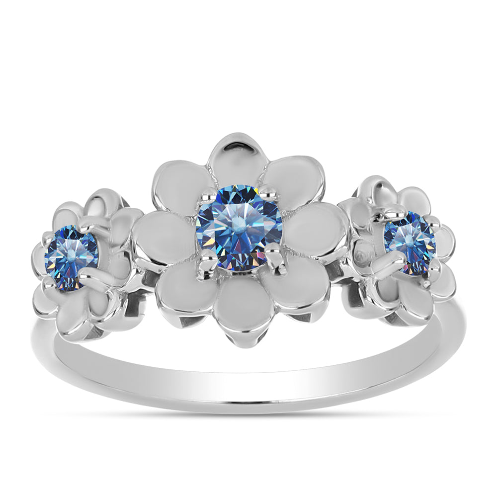 Ezüst Gyűrű Óceánkék Moissanite-tal 3 