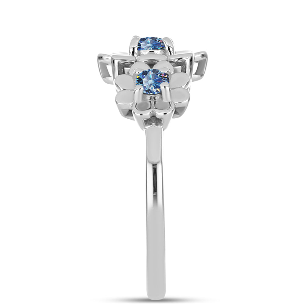 Ezüst Gyűrű Óceánkék Moissanite-tal 4 