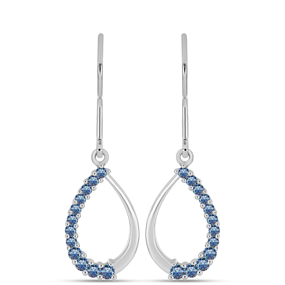 Ezüst Fülbevaló Óceánkék Moissanite-tal