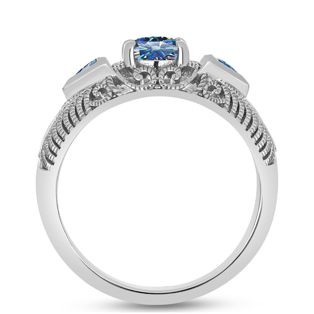 Ezüst Gyűrű Óceánkék Moissanite-tal 2 