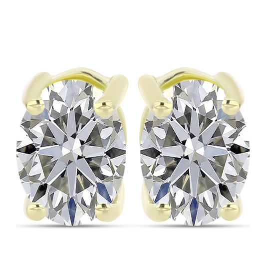 Arannyal Bevont Ezüst Fülbevaló Minősített laboratóriumban előállított Gyémánttal