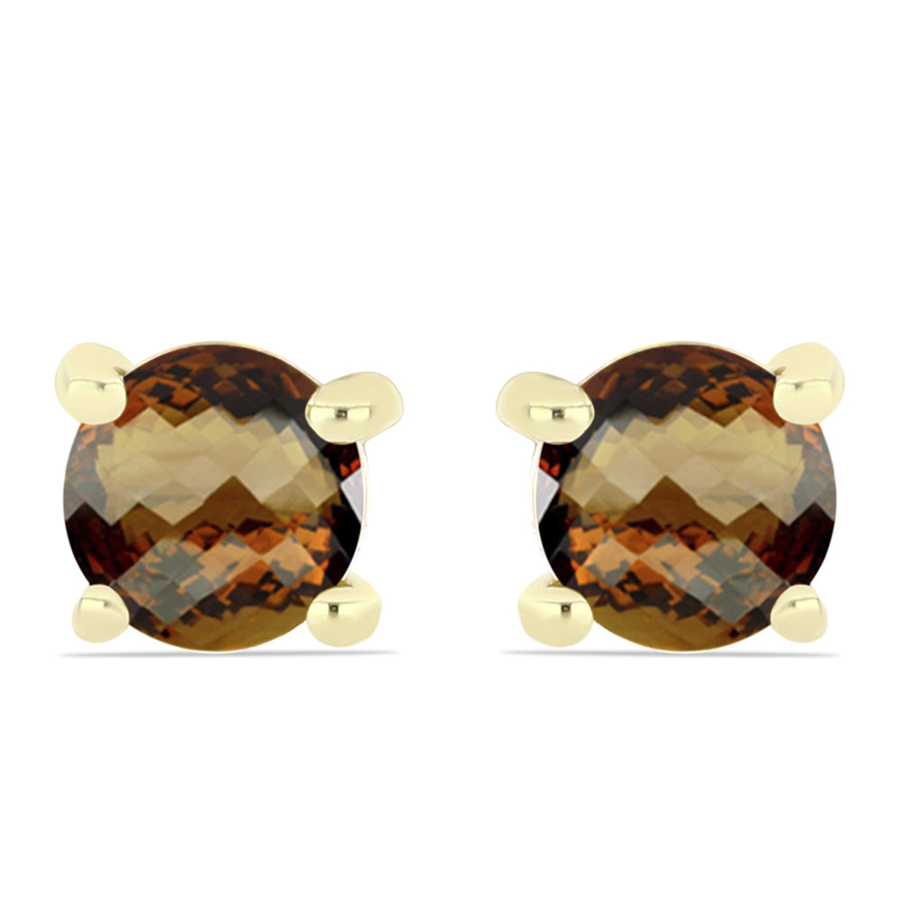 Arannyal Bevont Ezüst Fülbevaló Kognak Kvarccal