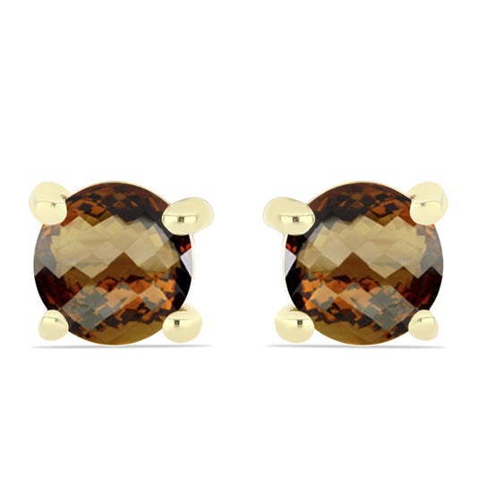 Arannyal Bevont Ezüst Fülbevaló Kognak Kvarccal