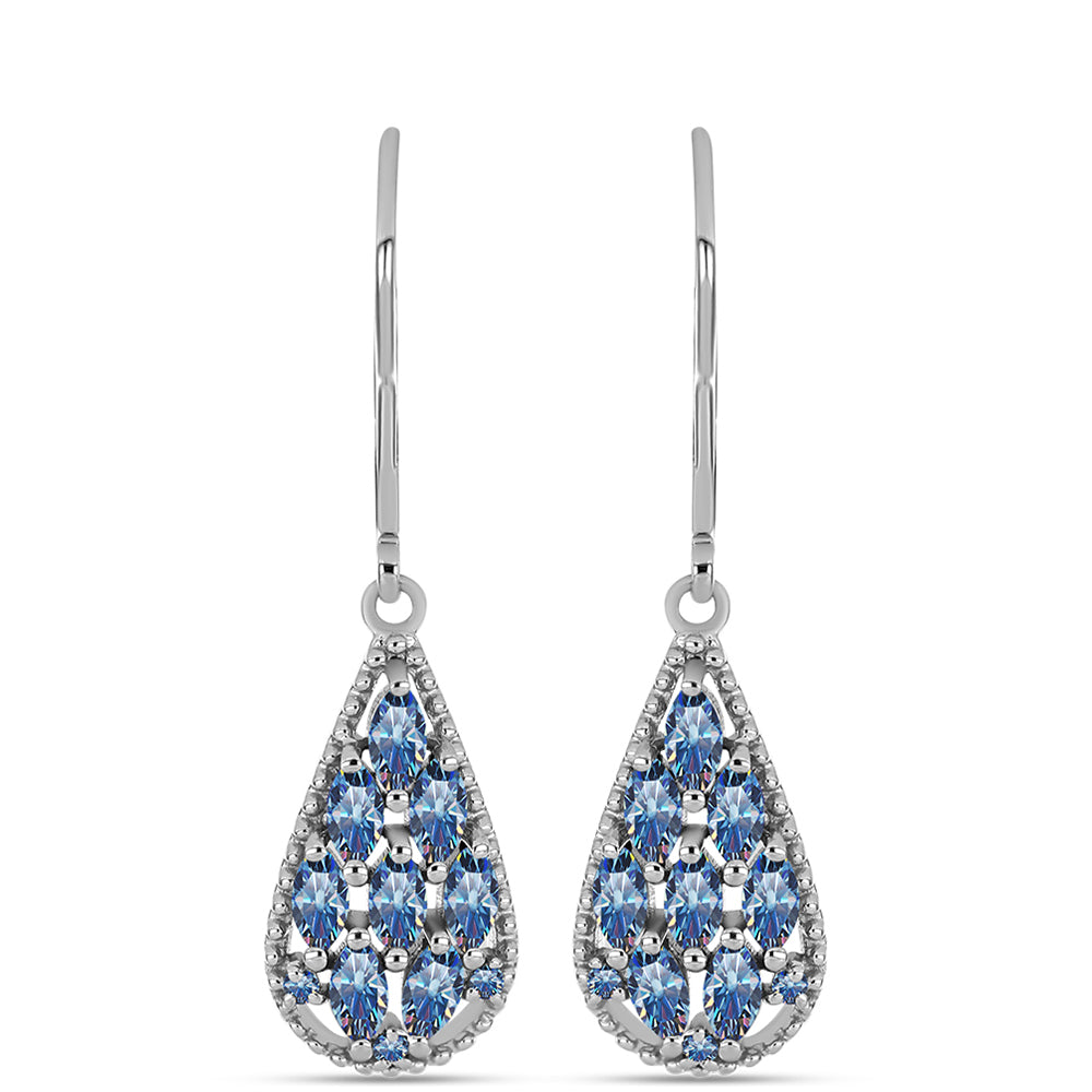 Ezüst Fülbevaló Óceánkék Moissanite-tal 1 