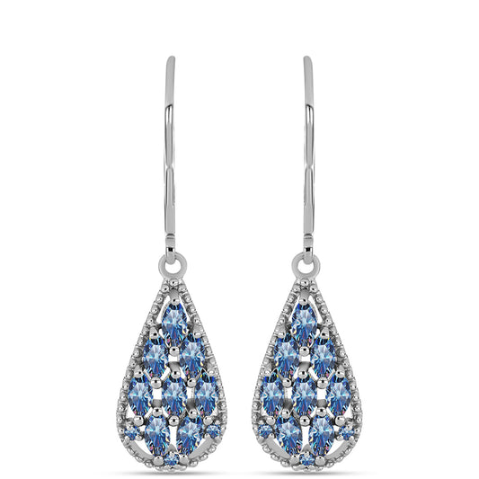 Ezüst Fülbevaló Óceánkék Moissanite-tal