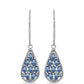 Ezüst Fülbevaló Óceánkék Moissanite-tal
